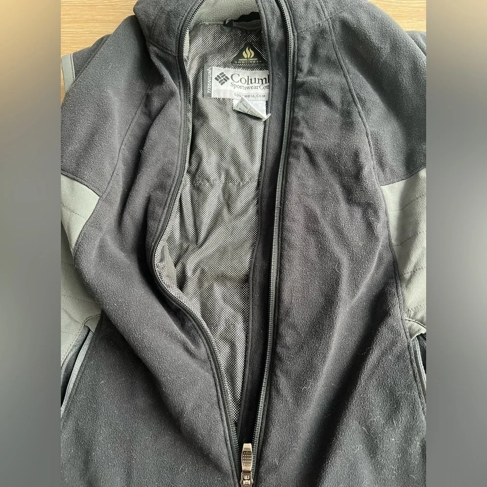 Columbia Vest Women Large Black Insulation Omni-Heat Full Zip Fleece